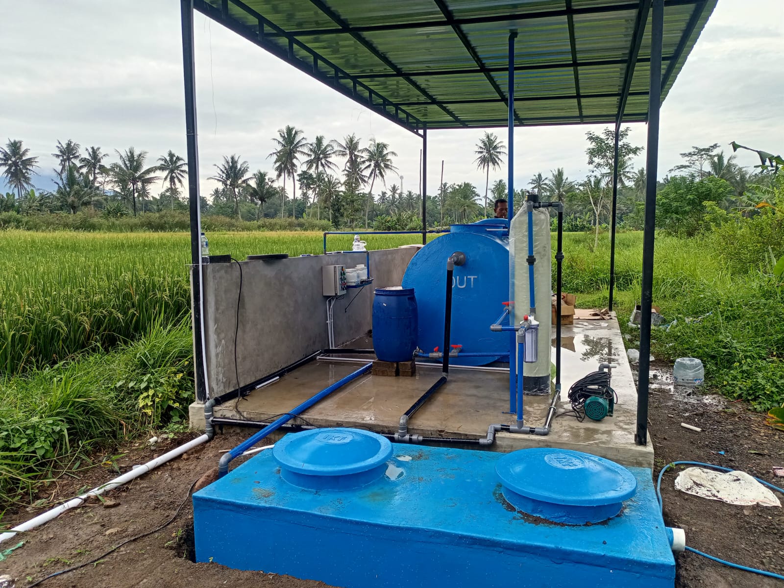 Display produk septic tank bio fiber siap kirim dari Pabrik Tangki IPAL