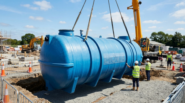 STP Tank Fiber BIOVIA untuk IPAL STP Tank BIOVIA — unit pengolahan air limbah domestik untuk gedung, hotel, dan kawasan