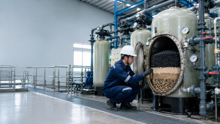 Filter WTP mampet saat penggantian media karbon aktif dan sand filter