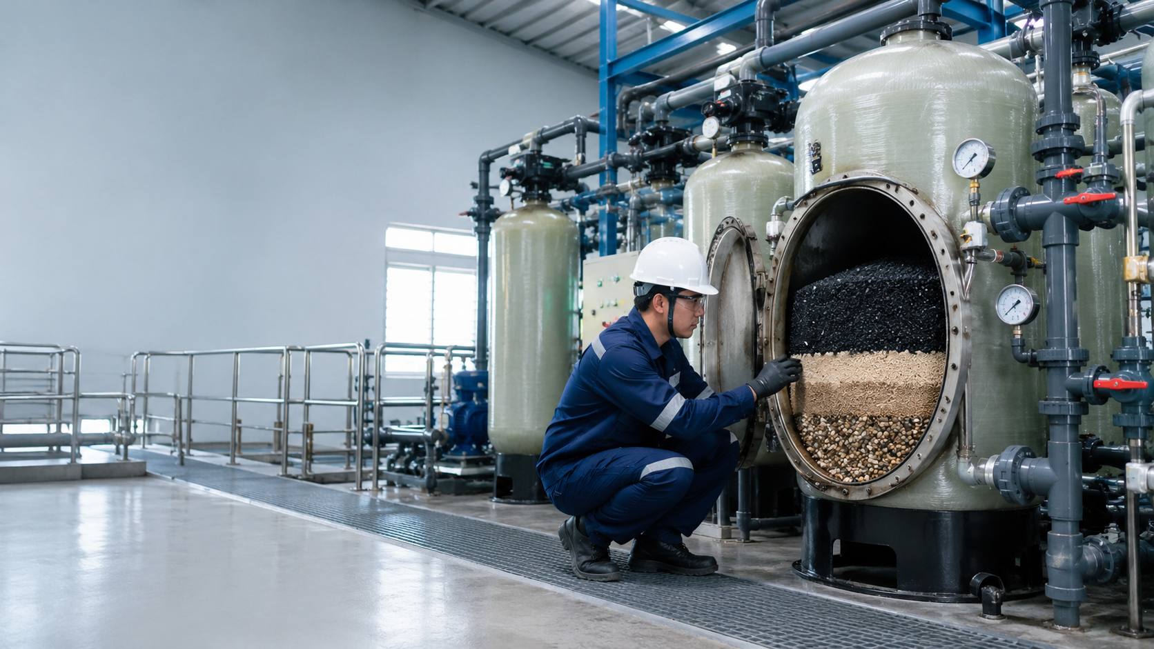 Filter WTP Sering Mampet? Jasa Penggantian Media Karbon Aktif & Sand Filter Terbaik