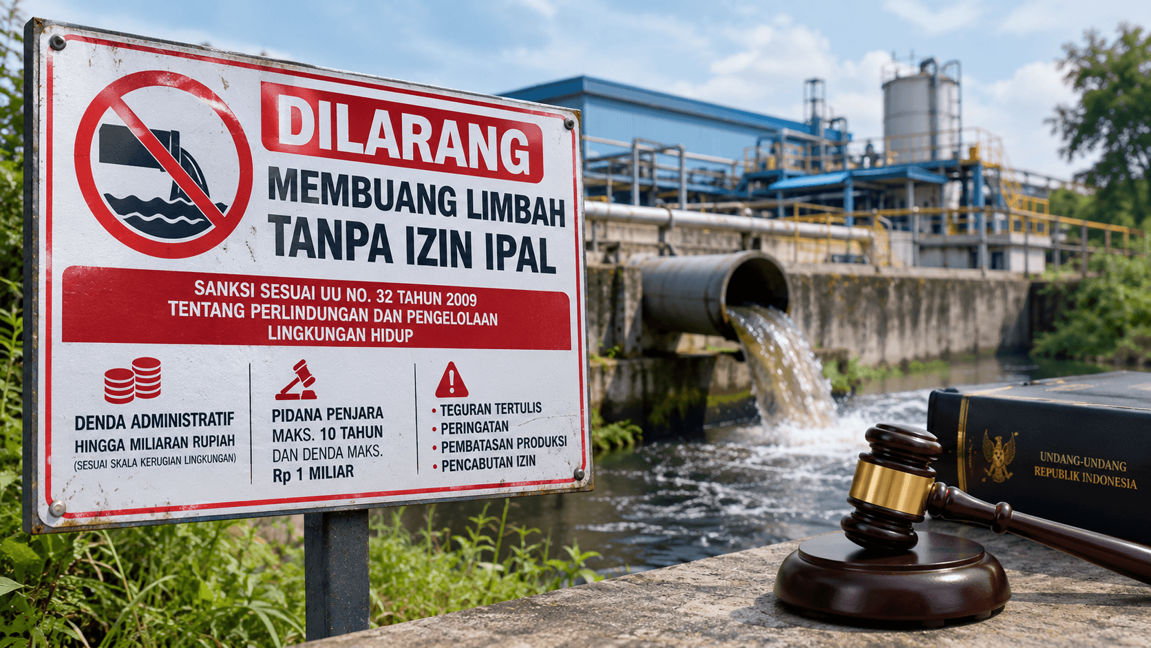 Sanksi buang limbah tanpa IPAL — Peringatan denda dan pidana lingkungan