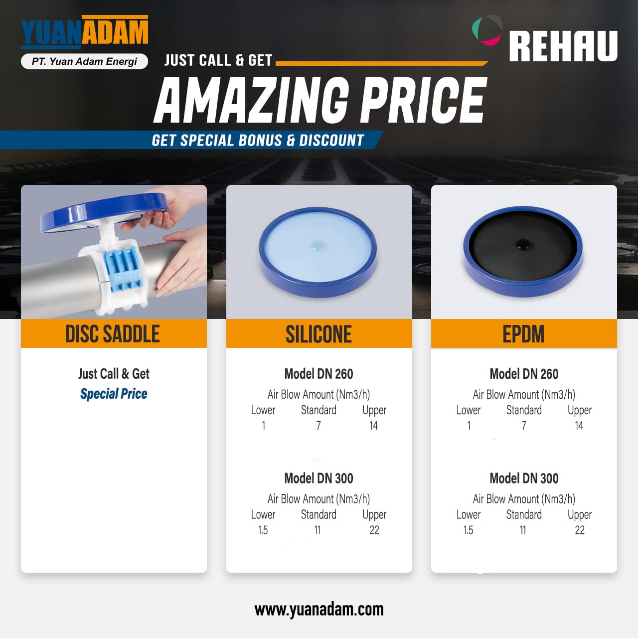Supplier Diffuser WWTP IPAL Indonesia - PT Yuan Adam Energi Diffuser WWTP dan IPAL untuk sistem aerasi pengolahan air limbah industri