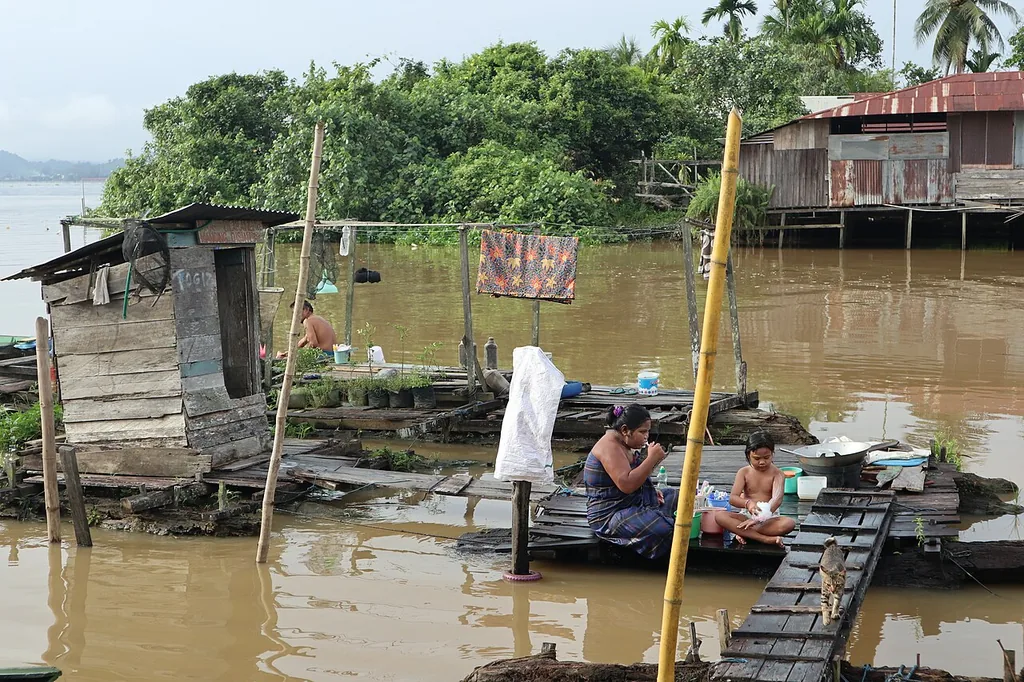 MCK di Permukiman Padat — Kondisi yang Perlu Diperbaiki MCK di bantaran sungai pada permukiman padat yang memerlukan pengolahan air limbah komunal